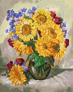 Раскраски по номерам - Подсолнухи, 40 х 50 см. (Белоснежка, 051-AB)